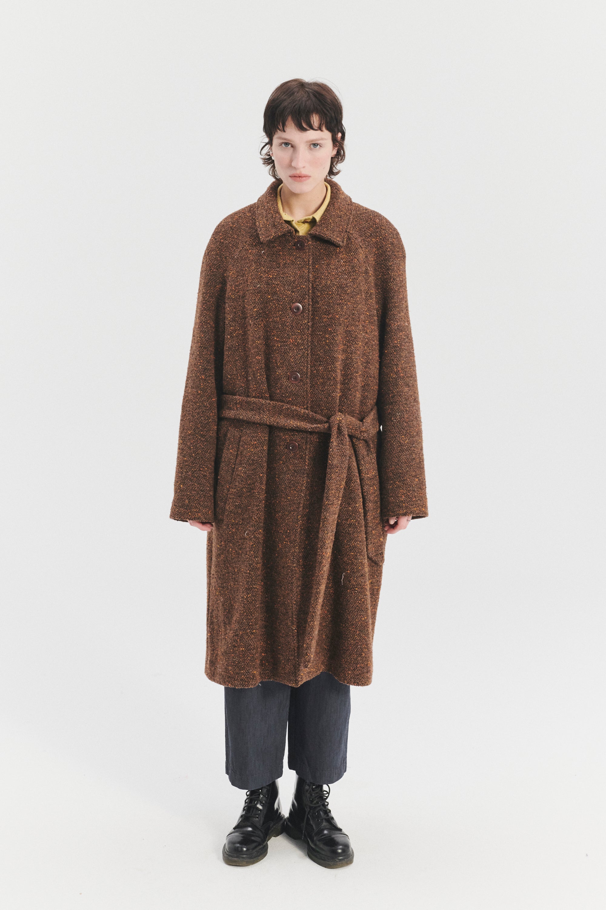 Raglan Coat in a Brown and Orange Italian Virgin Wool with MEIDA Thermo Insulation