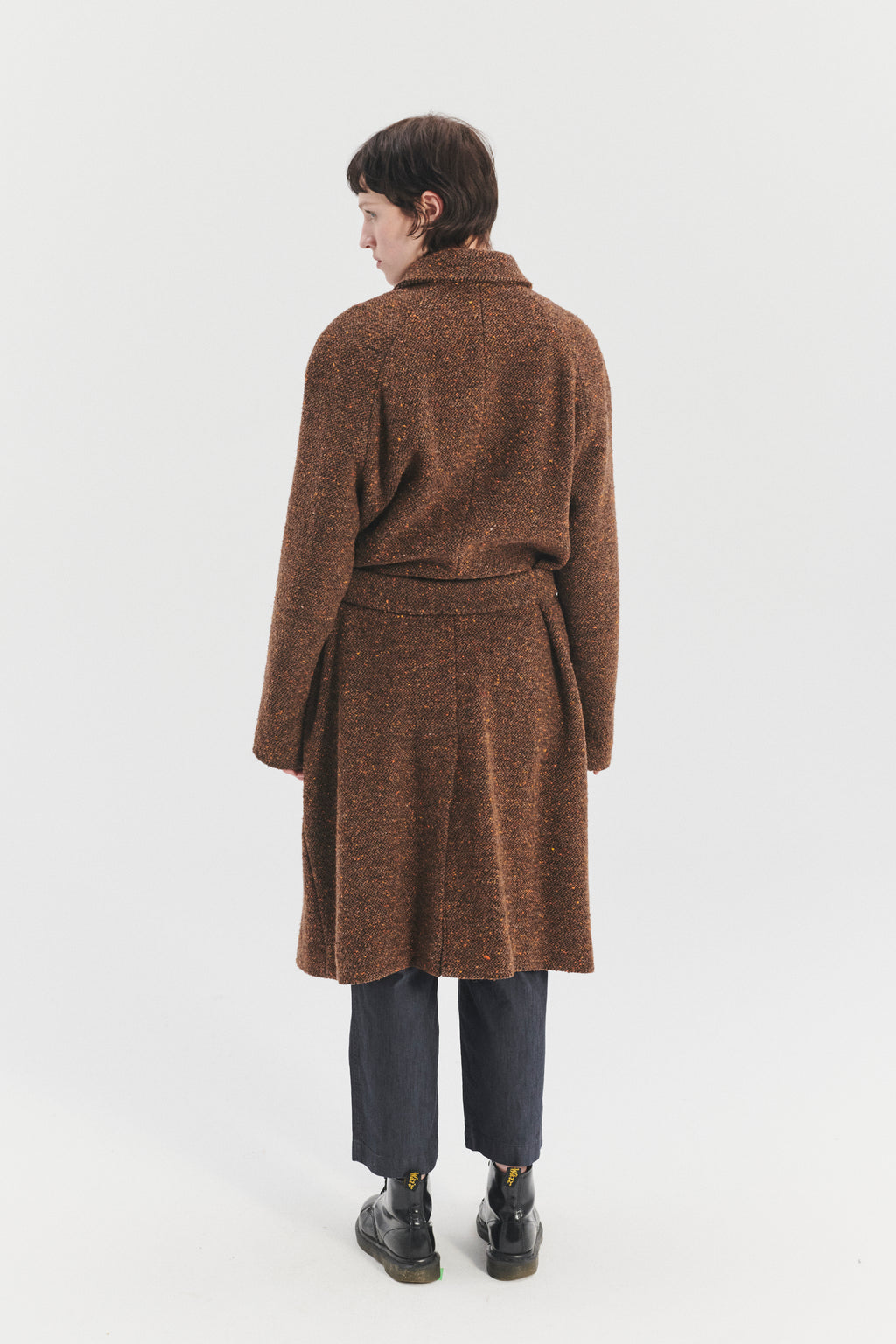 Raglan Coat in a Brown and Orange Italian Virgin Wool with MEIDA Thermo Insulation