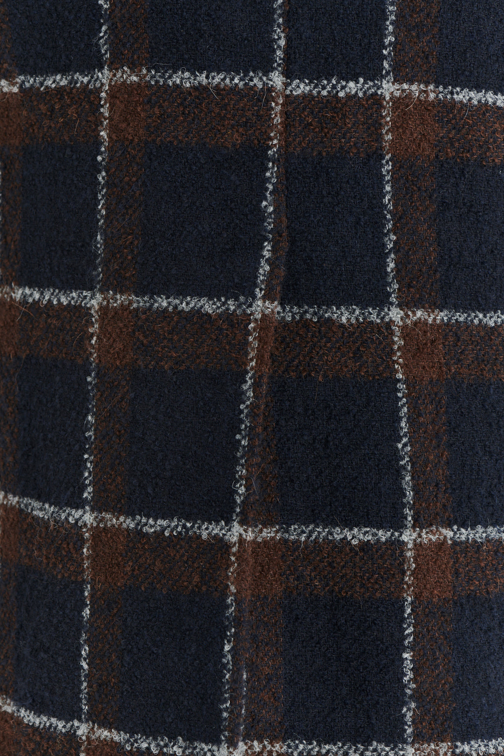 Raglan Coat in a Brown and Navy Chequered Italian Virgin and Alpaca Bouclé Wool and MEIDA Thermo Insulation