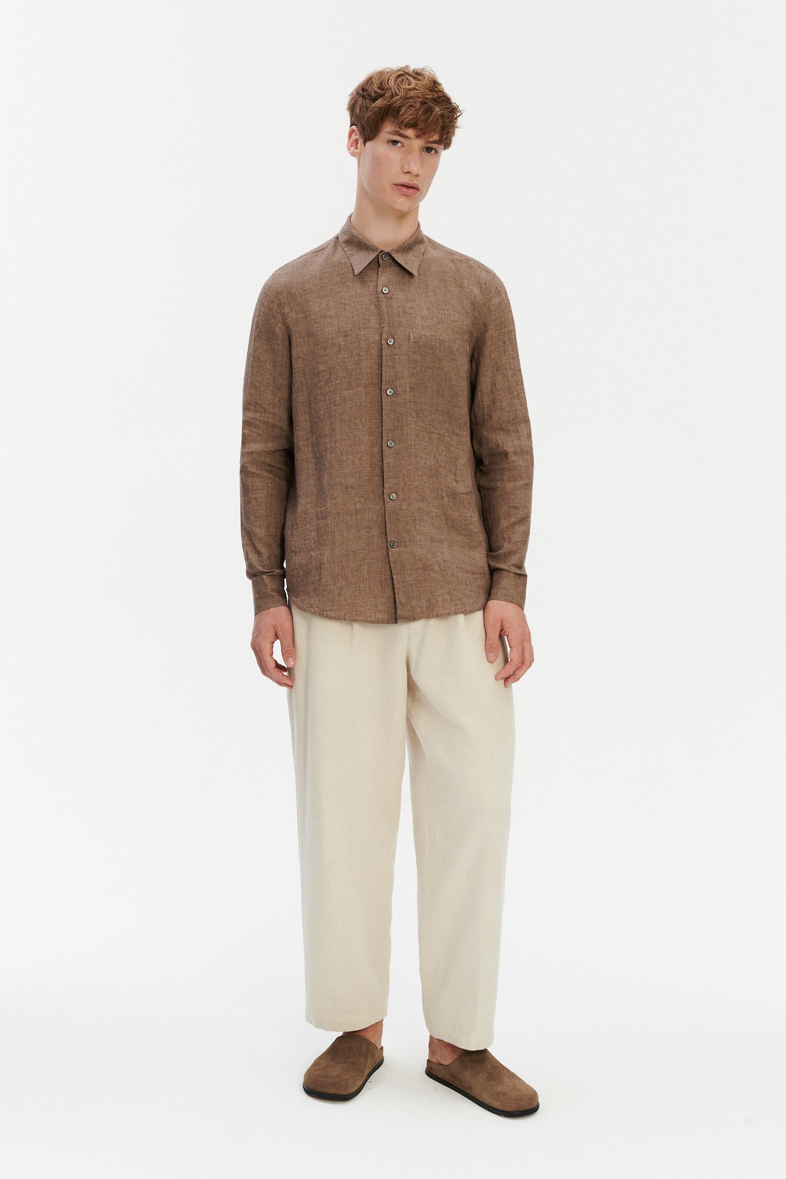 Feel Good Shirt in a Capuccino Brown Pure Italian Linen