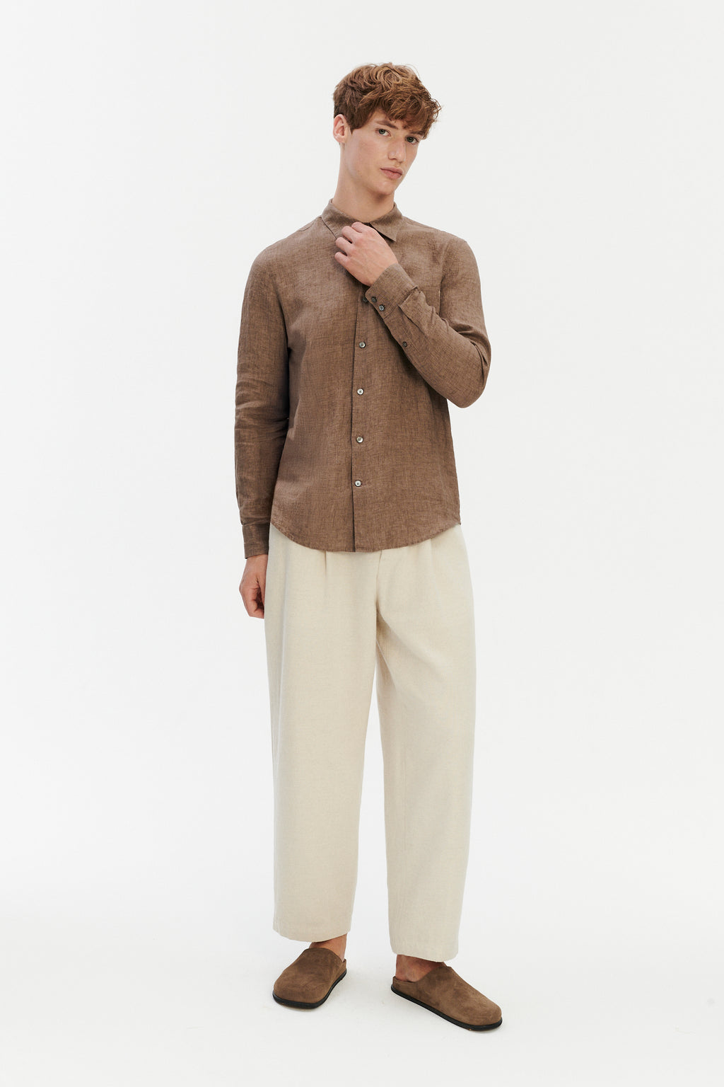 Feel Good Shirt in Pure Italian Linen - Capuccino