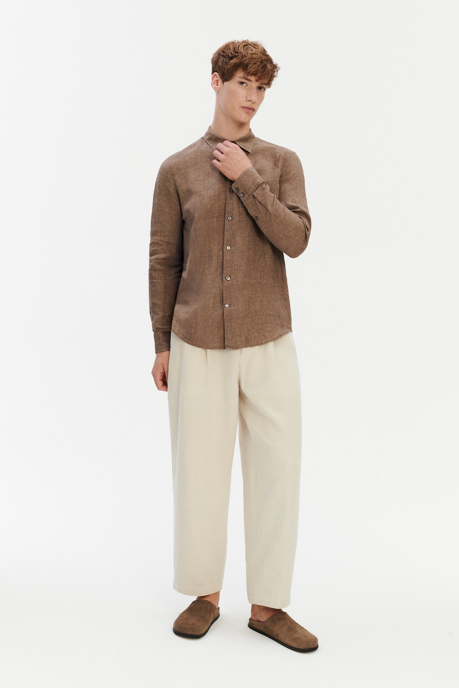 Feel Good Shirt in a Capuccino Brown Pure Italian Linen