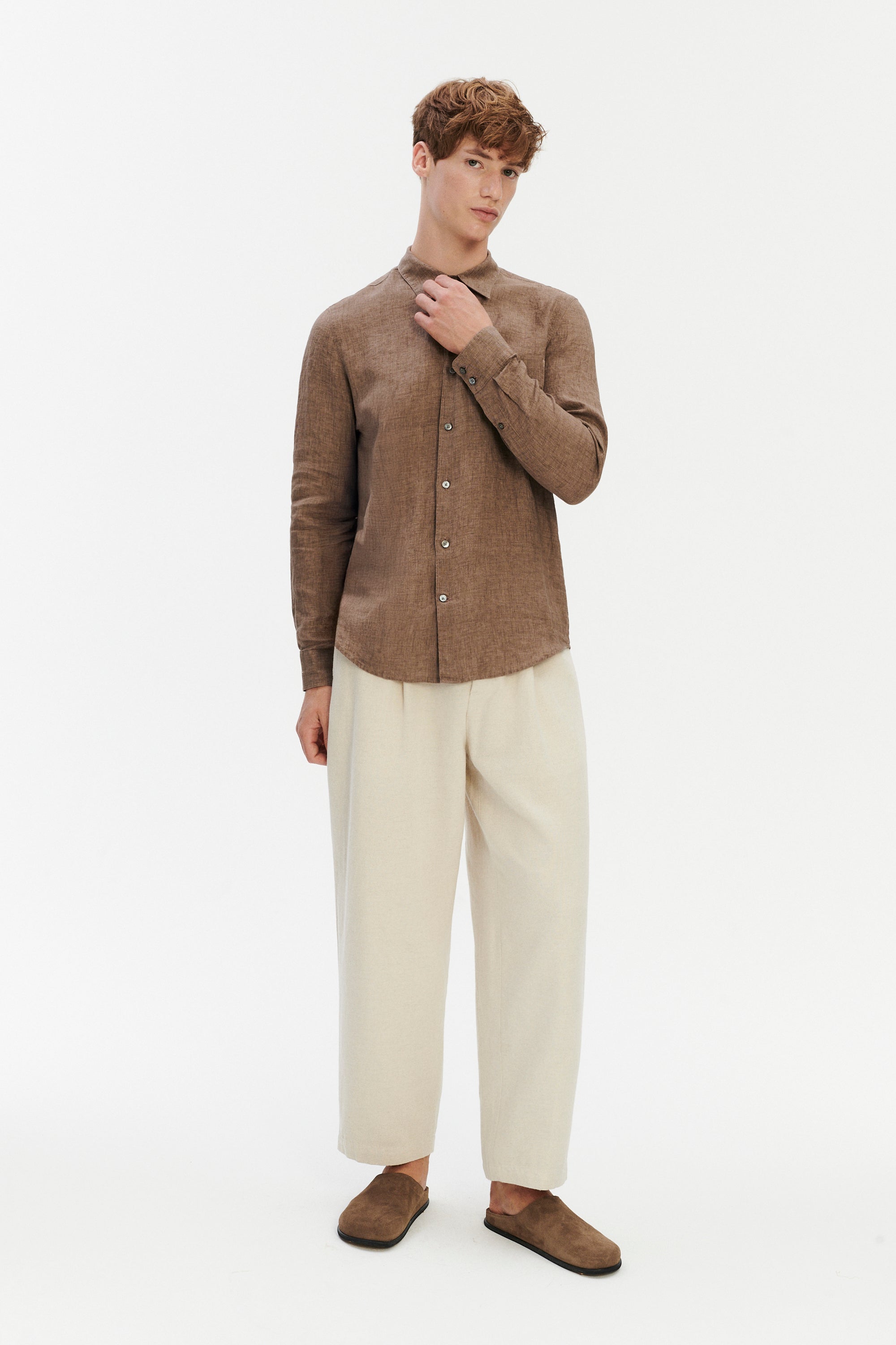 Feel Good Shirt in Pure Italian Linen - Capuccino