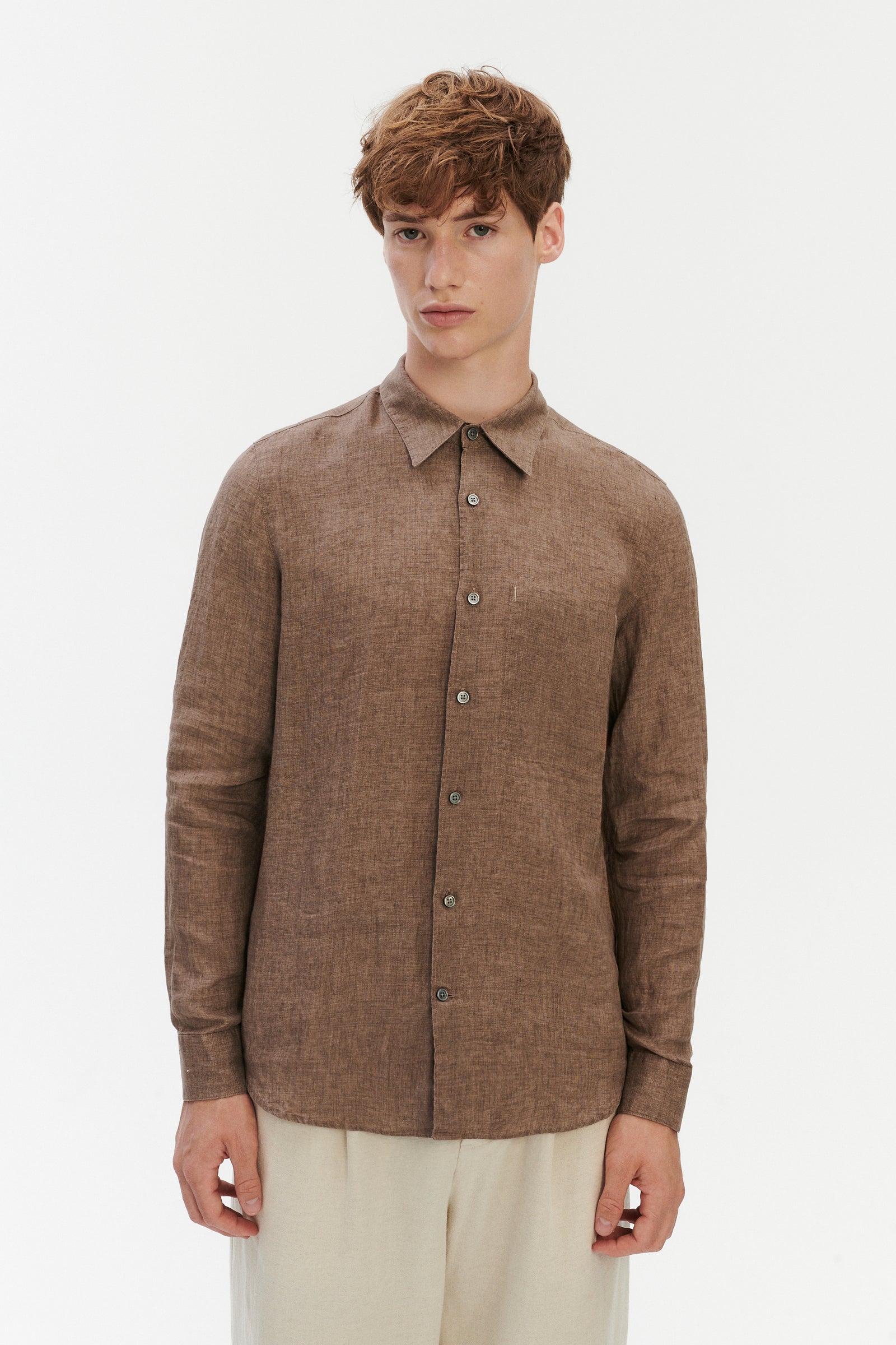 Feel Good Shirt in a Capuccino Brown Pure Italian Linen