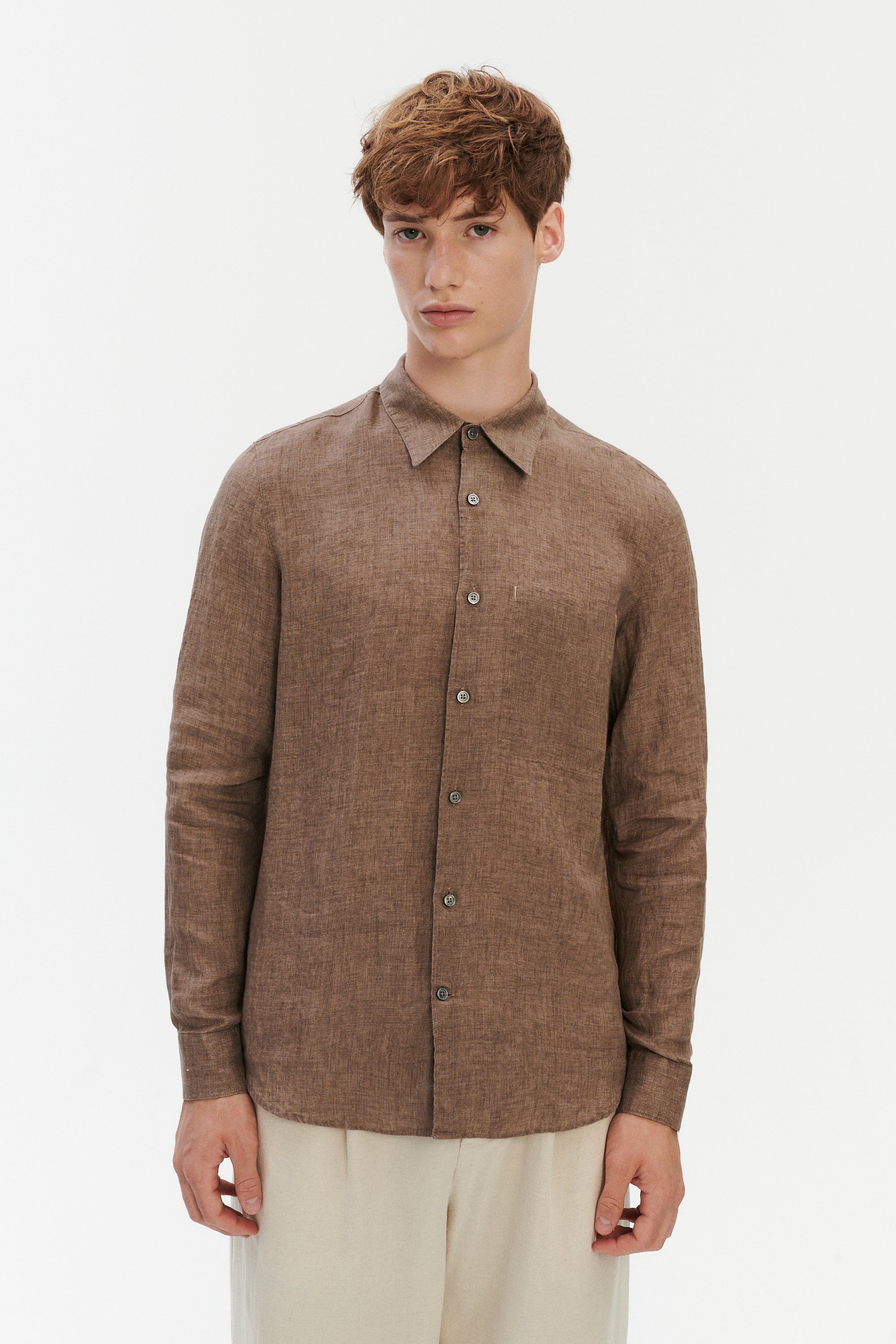 Feel Good Shirt in Pure Italian Linen - Capuccino