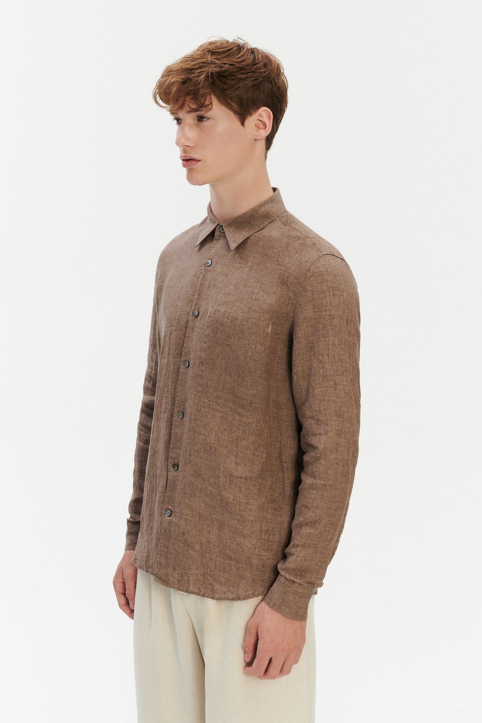 Feel Good Shirt in a Capuccino Brown Pure Italian Linen