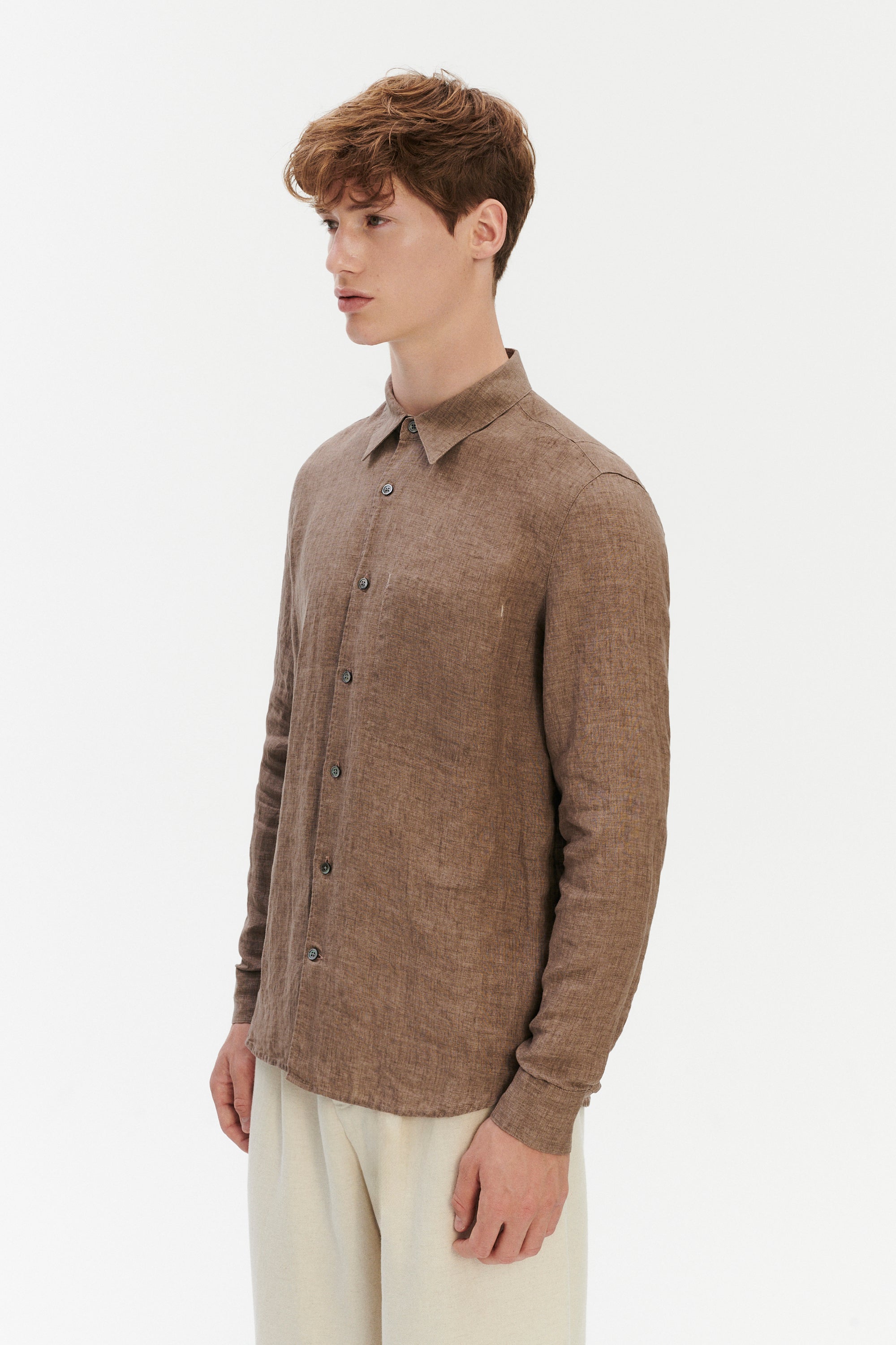 Feel Good Shirt in Pure Italian Linen - Capuccino