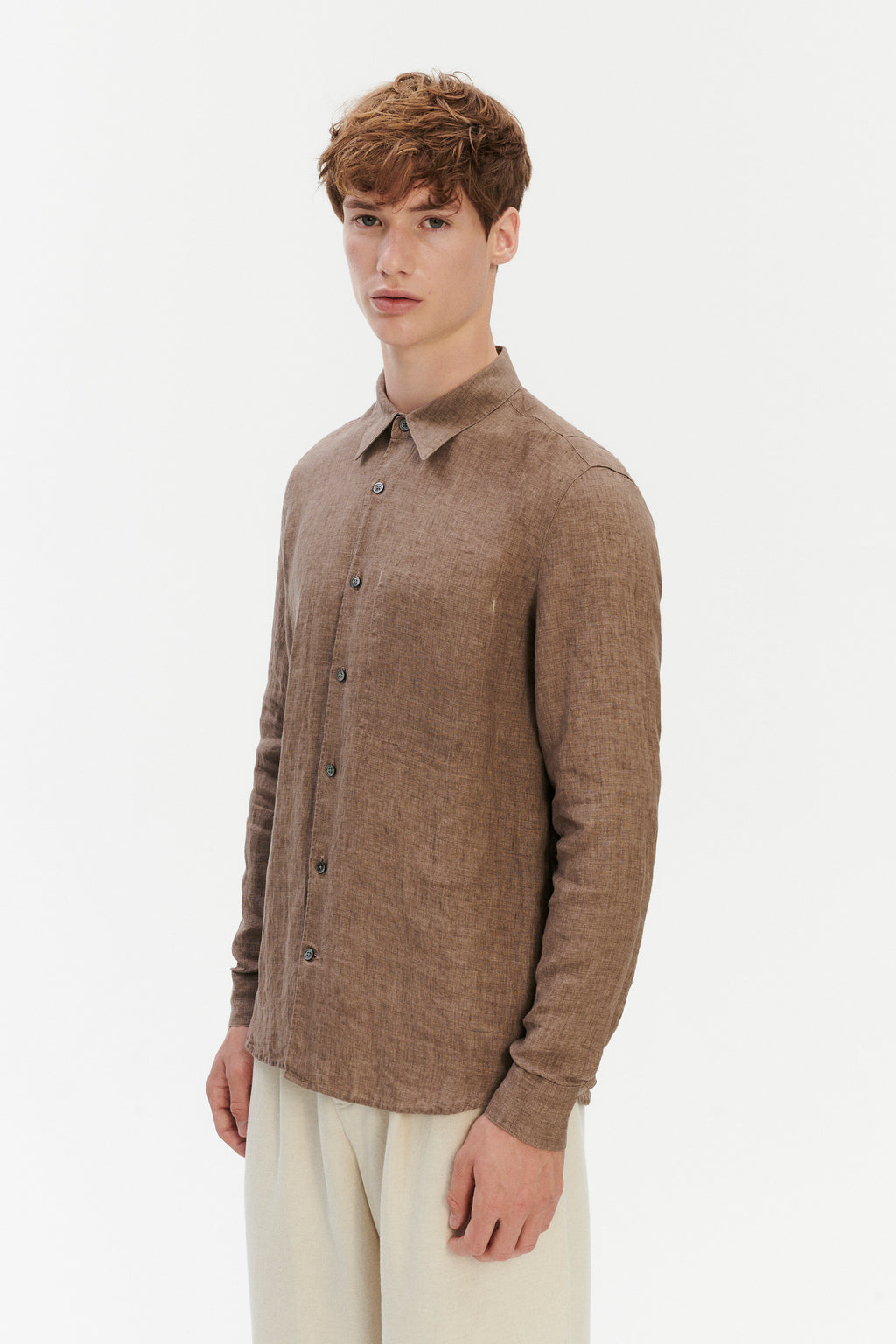 Feel Good Shirt in Pure Italian Linen - Capuccino