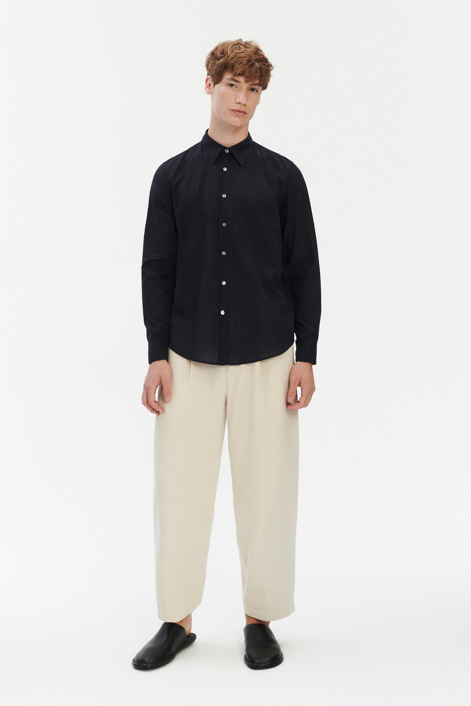 Feel Good Shirt in a Profound Black Italian Dobby Cotton