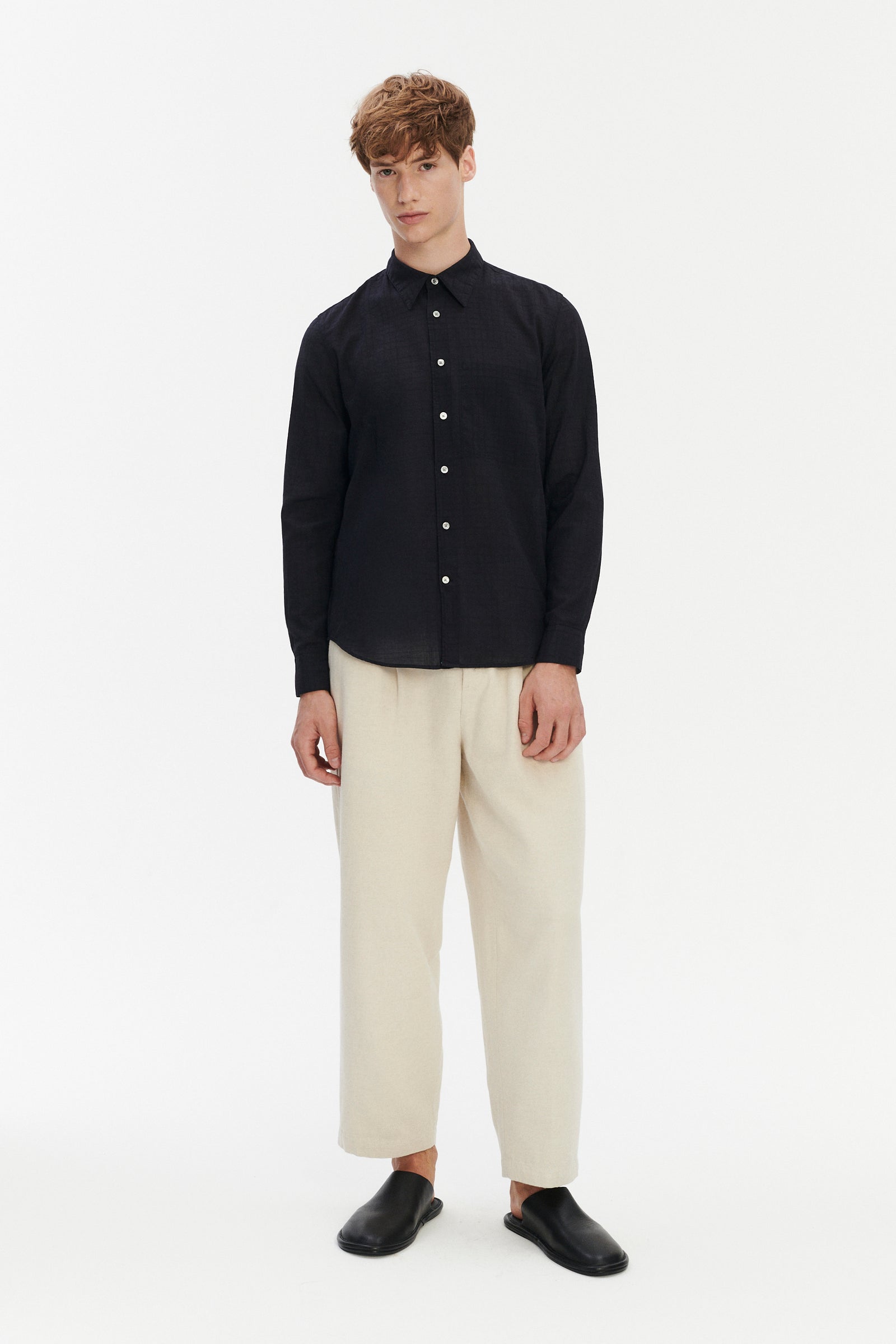 Feel Good Shirt in a Profound Black Italian Dobby Cotton