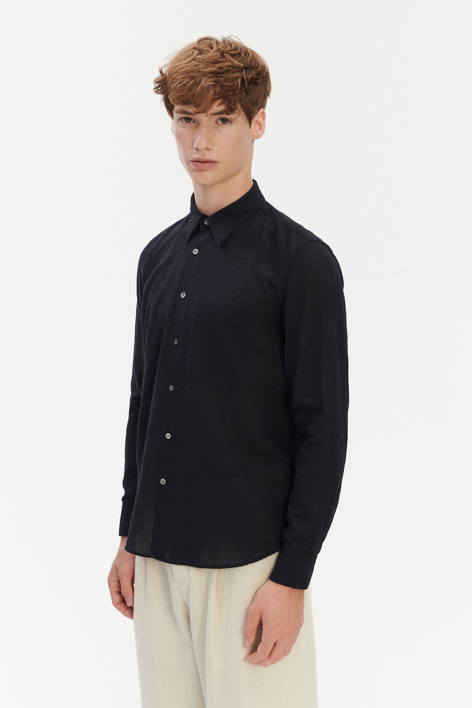 Feel Good Shirt in a Profound Black Italian Dobby Cotton