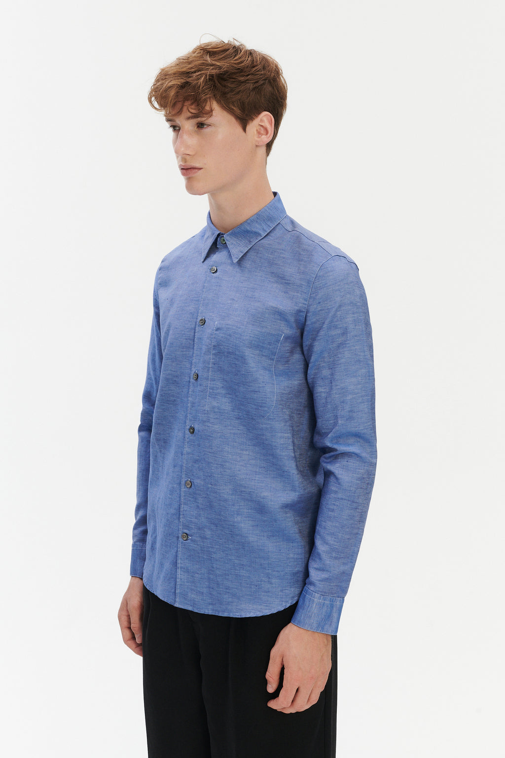 Feel Good Shirt in a Blend of Cotton and Linen - Blue