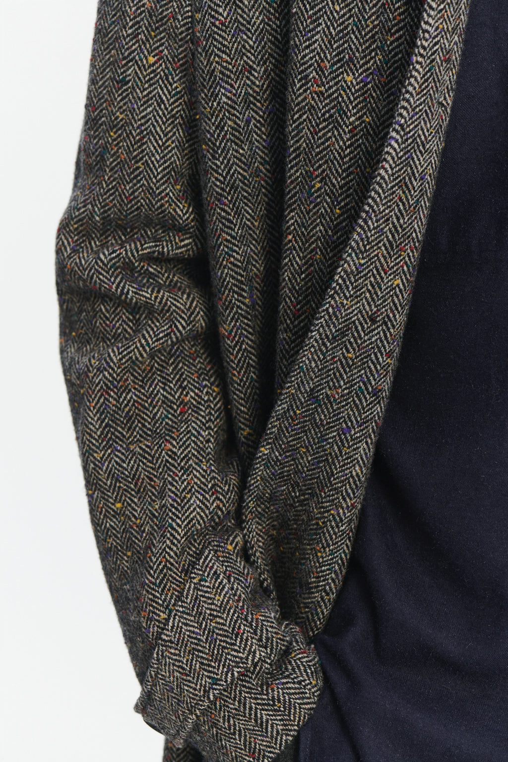 Winter Coat in a Grey and Black Italian Virgin Wool Herringbone Tweed with Meida Thermo Insulation