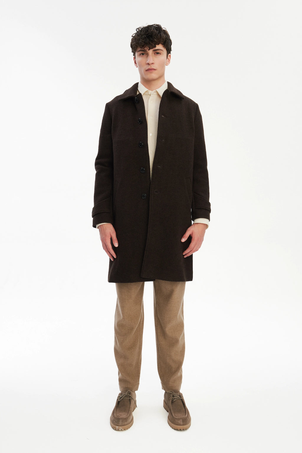 Winter Coat in a Dark Chocolate Italian Boiled Wool with MEIDA Thermo Insulation
