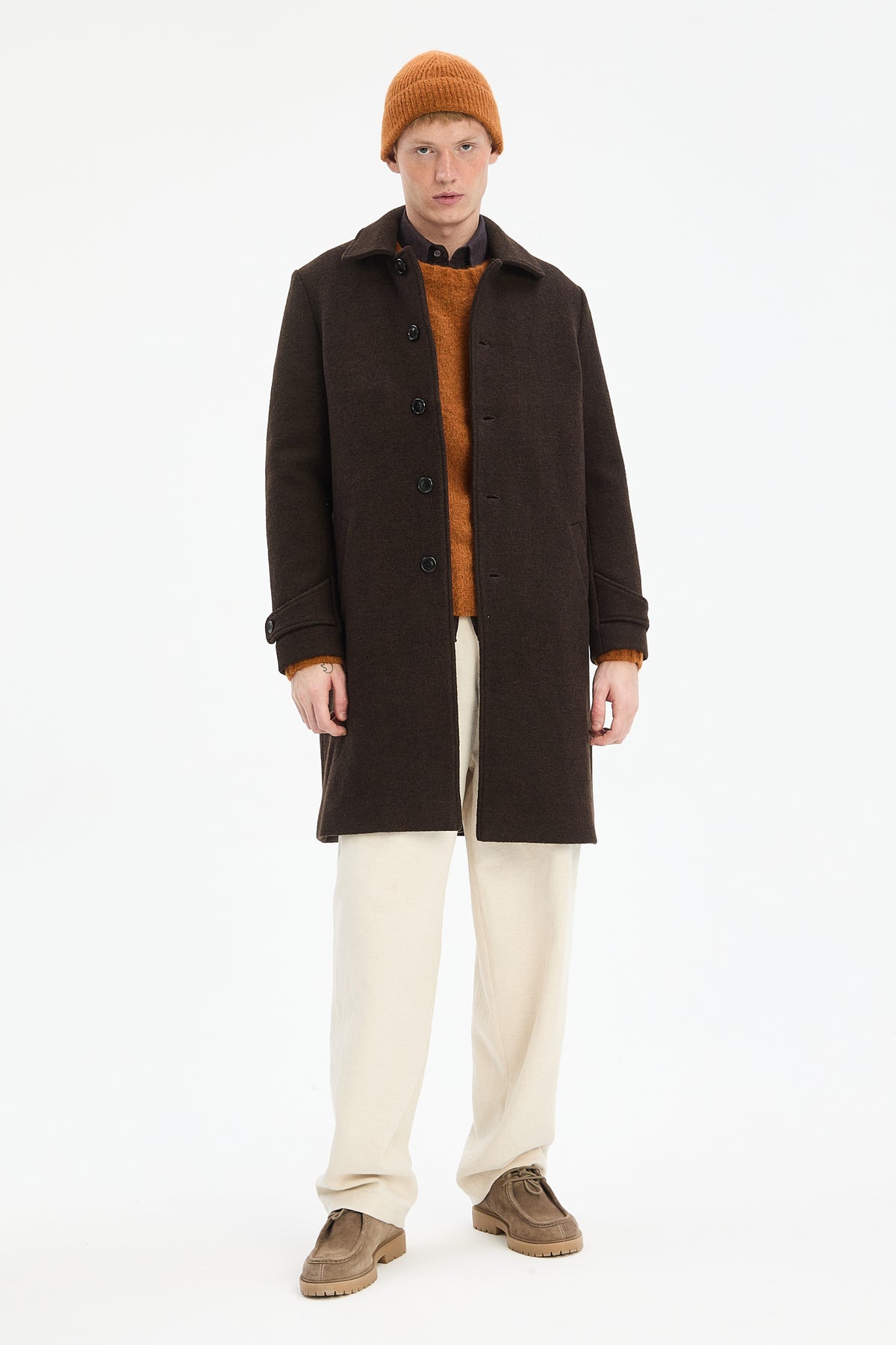 Winter Coat in a Dark Chocolate Italian Boiled Wool with MEIDA Thermo Insulation