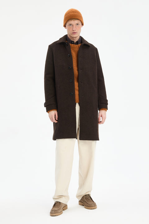 Winter Coat in a Dark Chocolate Italian Boiled Wool with MEIDA Thermo Insulation
