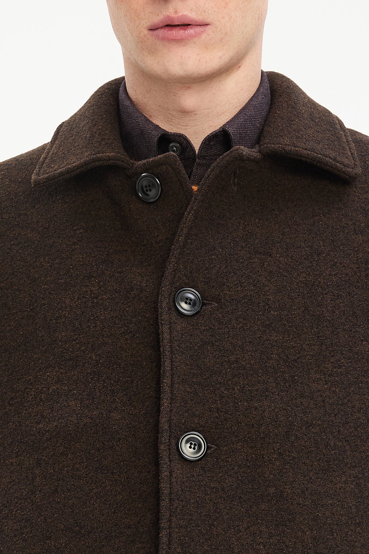 Winter Coat in a Dark Chocolate Italian Boiled Wool with MEIDA Thermo Insulation