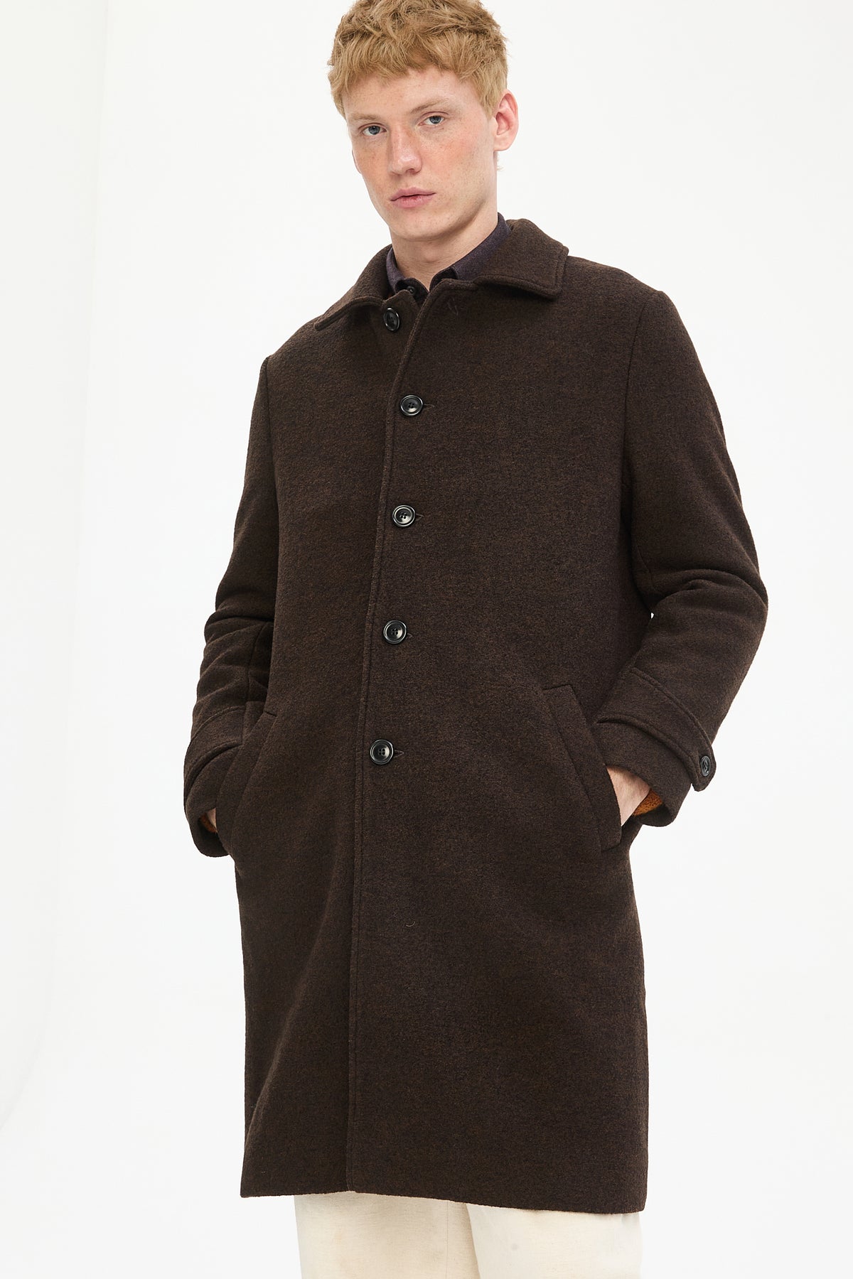 Winter Coat in a Dark Chocolate Italian Boiled Wool with MEIDA Thermo Insulation