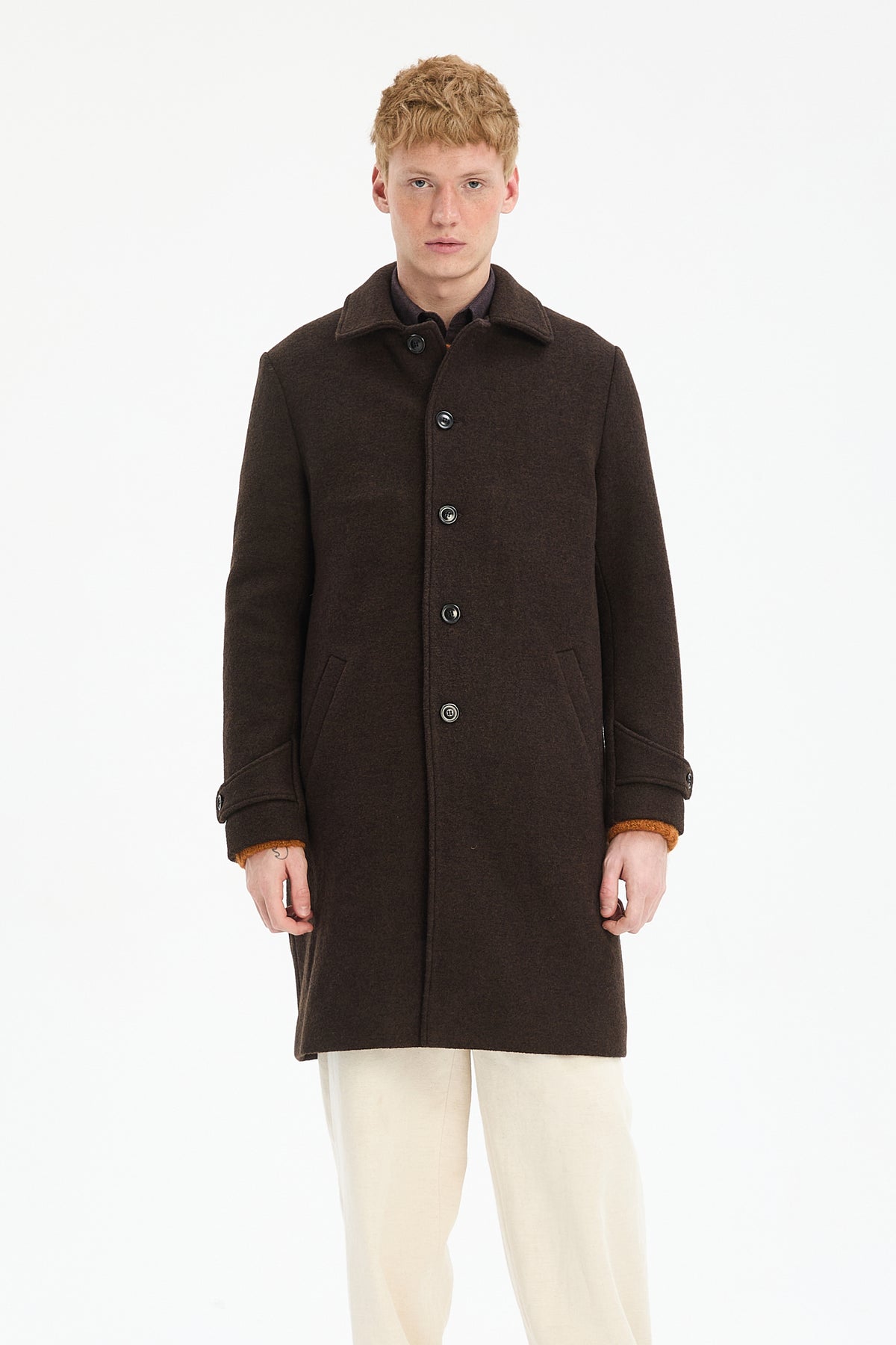 Winter Coat in a Dark Chocolate Italian Boiled Wool with MEIDA Thermo Insulation