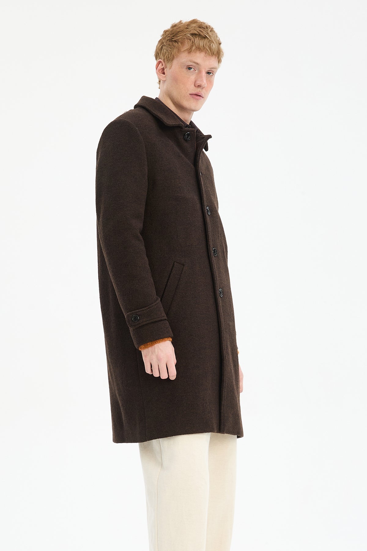 Winter Coat in a Dark Chocolate Italian Boiled Wool with MEIDA Thermo Insulation