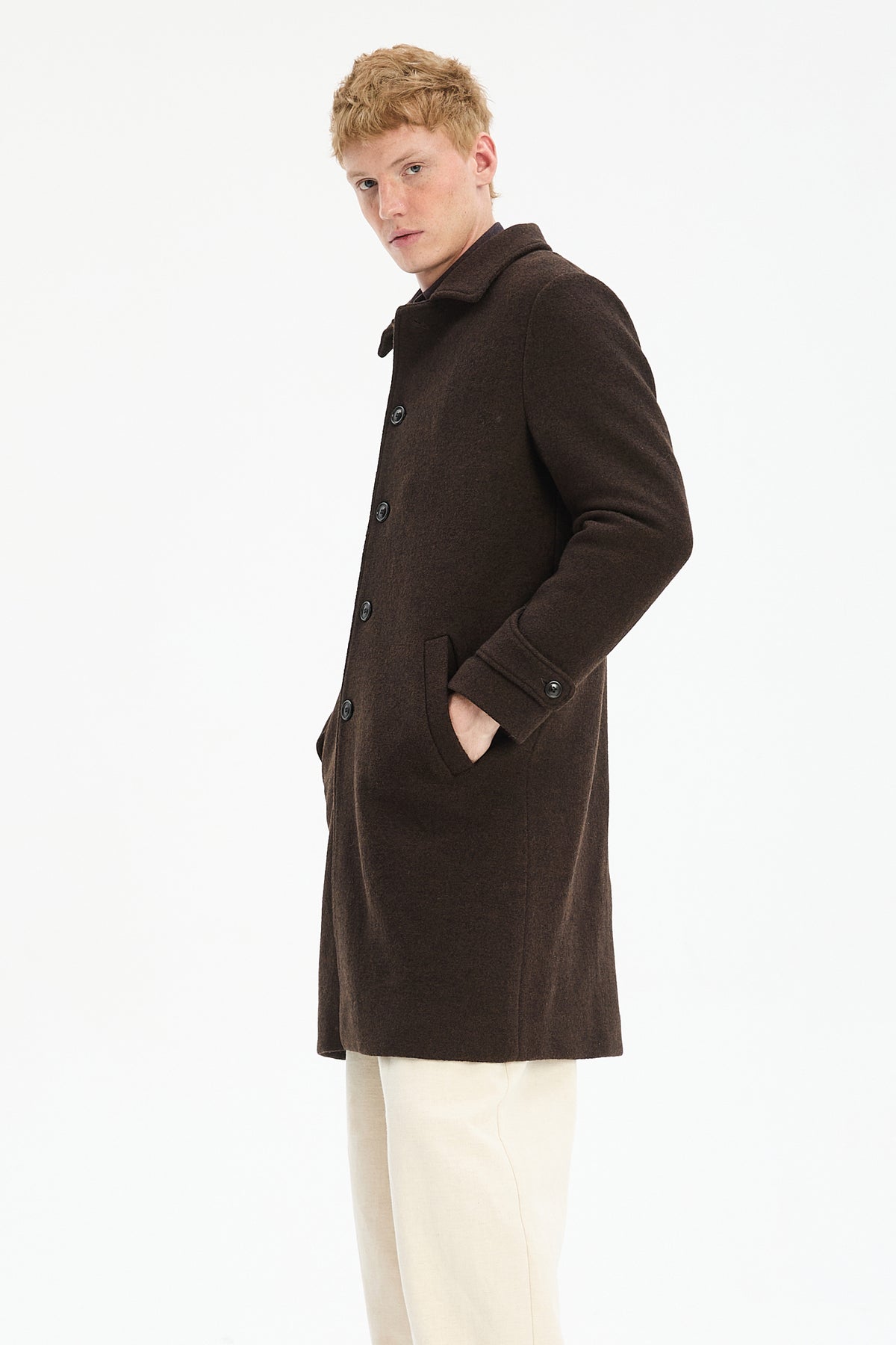 Winter Coat in a Dark Chocolate Italian Boiled Wool with MEIDA Thermo Insulation