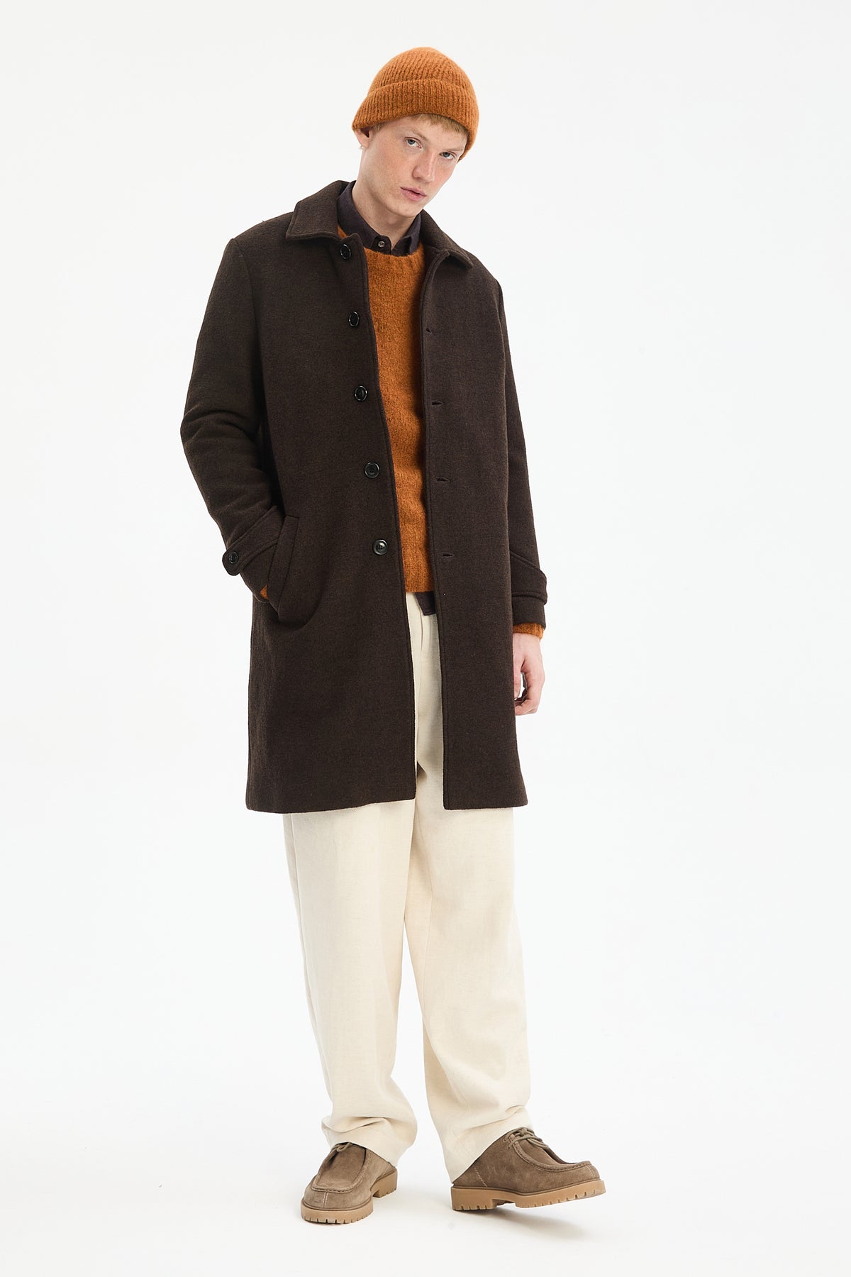 Winter Coat in a Dark Chocolate Italian Boiled Wool with MEIDA Thermo Insulation