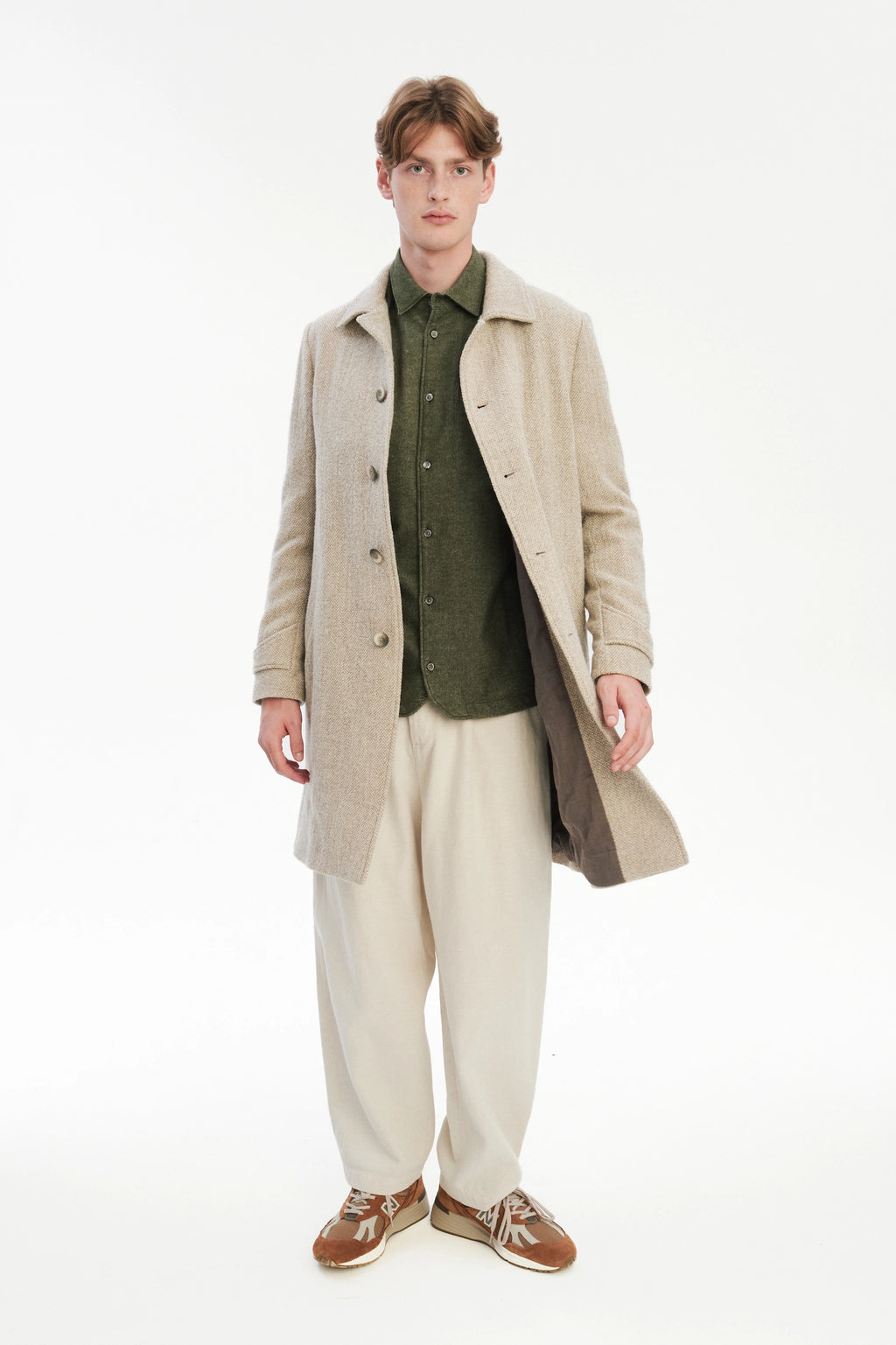 Winter Coat in a Beige Japanese Wool with MEIDA Thermo Insulation