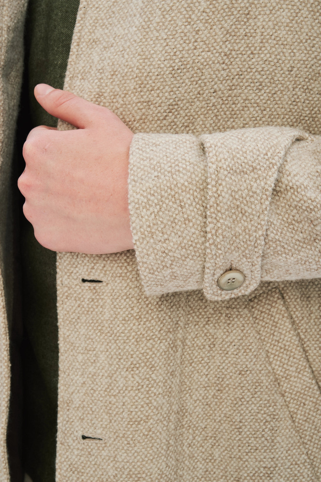 Winter Coat in a Beige Japanese Wool with MEIDA Thermo Insulation