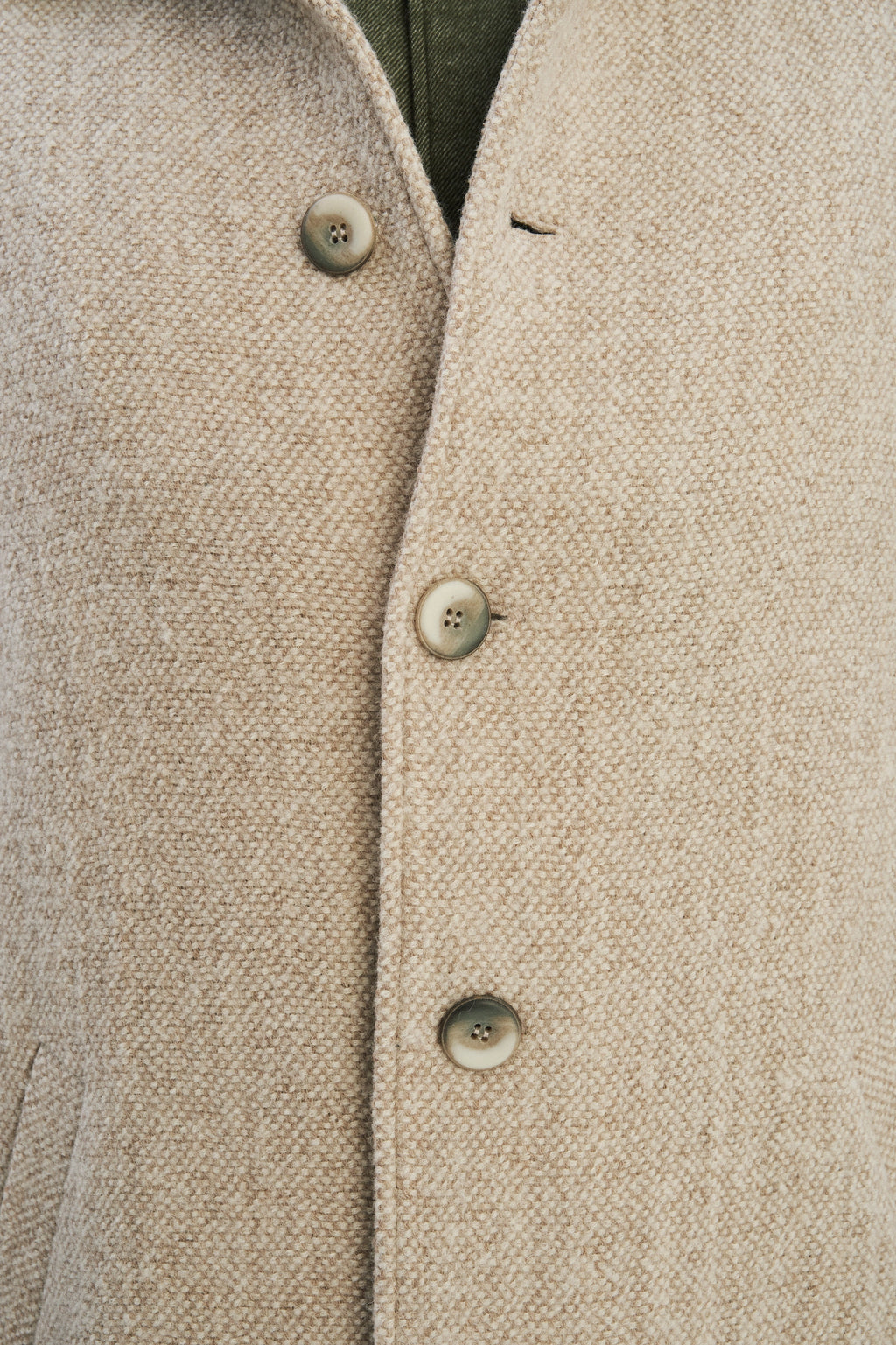 Winter Coat in a Beige Japanese Wool with MEIDA Thermo Insulation