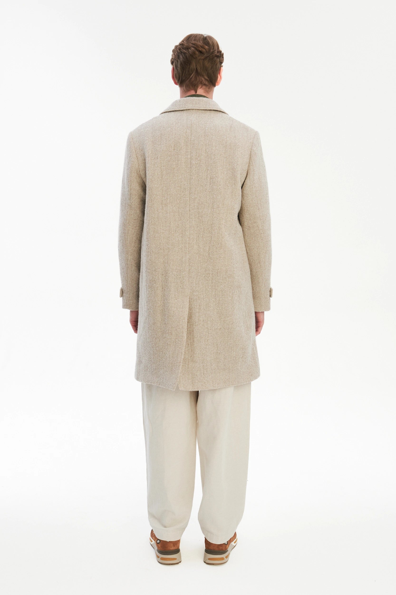 Winter Coat in a Beige Japanese Wool with MEIDA Thermo Insulation