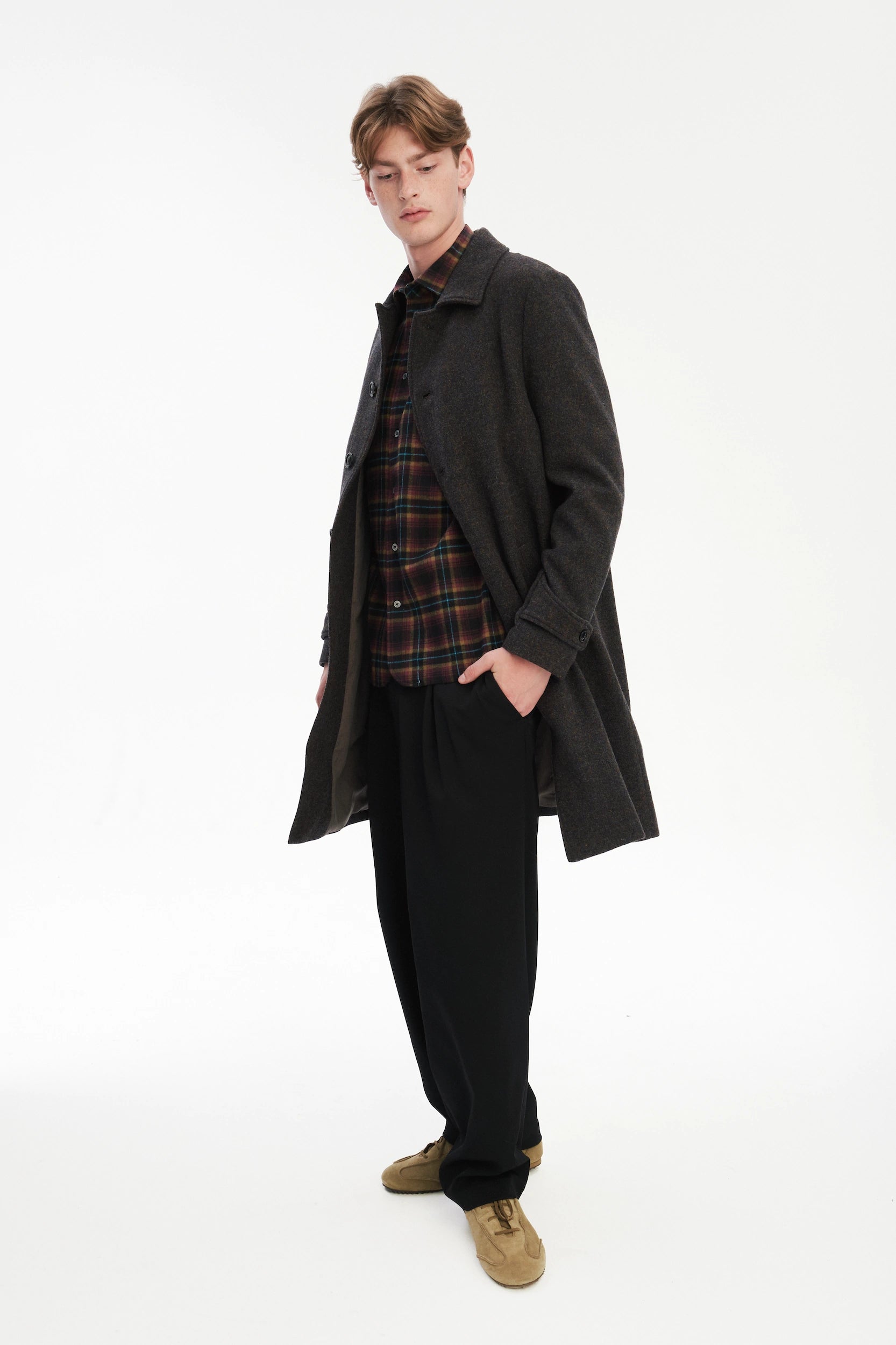 Winter Coat in a Brown Japanese Wool with MEIDA Thermo Insulation