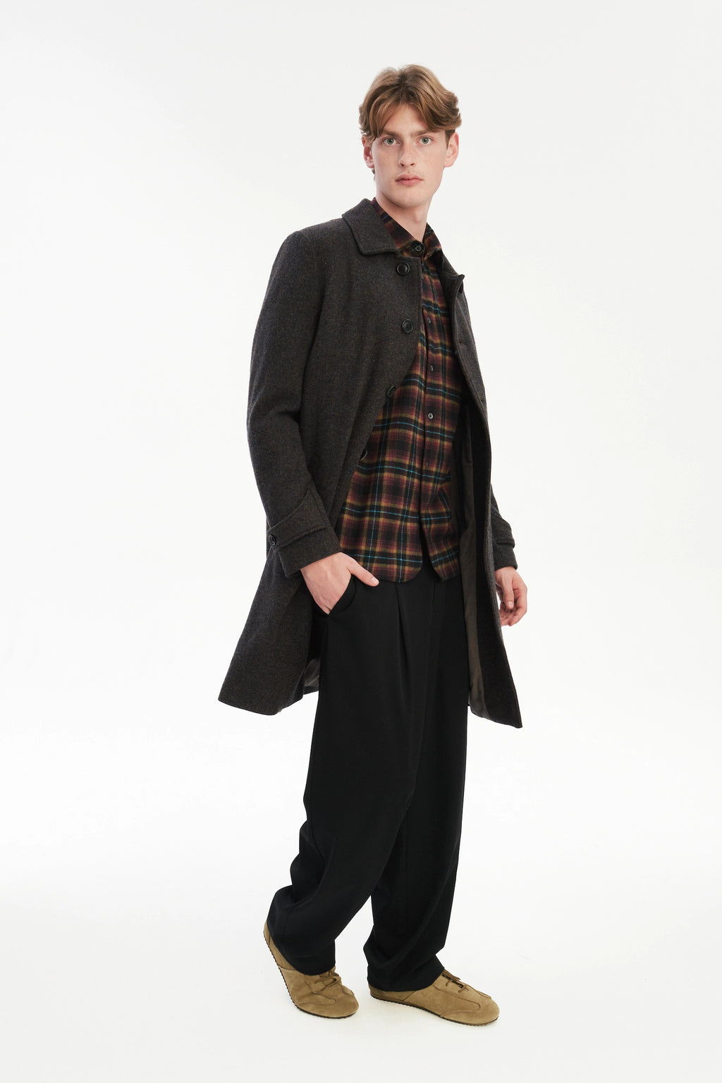 Winter Coat in a Brown Japanese Wool with MEIDA Thermo Insulation