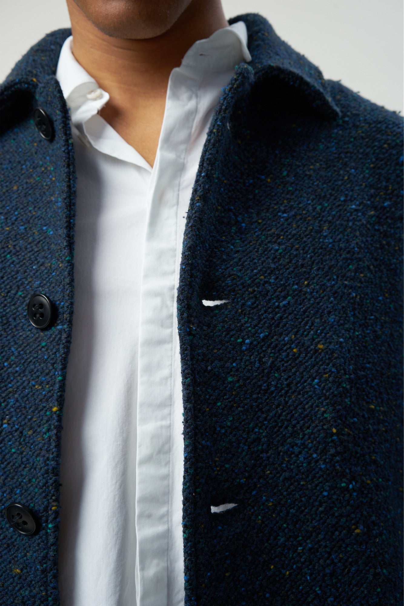 Winter Coat in Navy Italian Virgin Wool with MEIDA Thermo Insulation