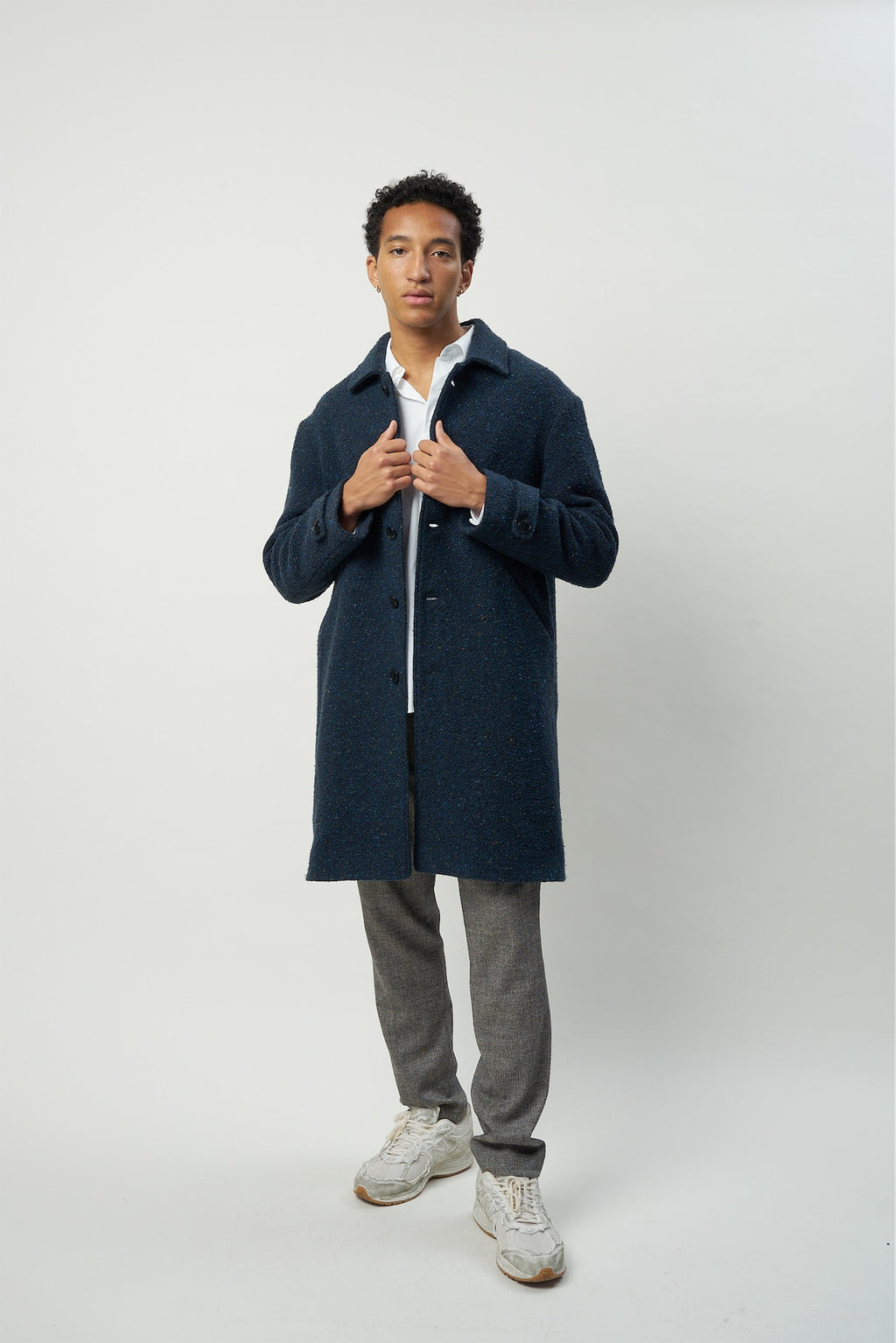 Winter Coat in Navy Italian Virgin Wool with MEIDA Thermo Insulation