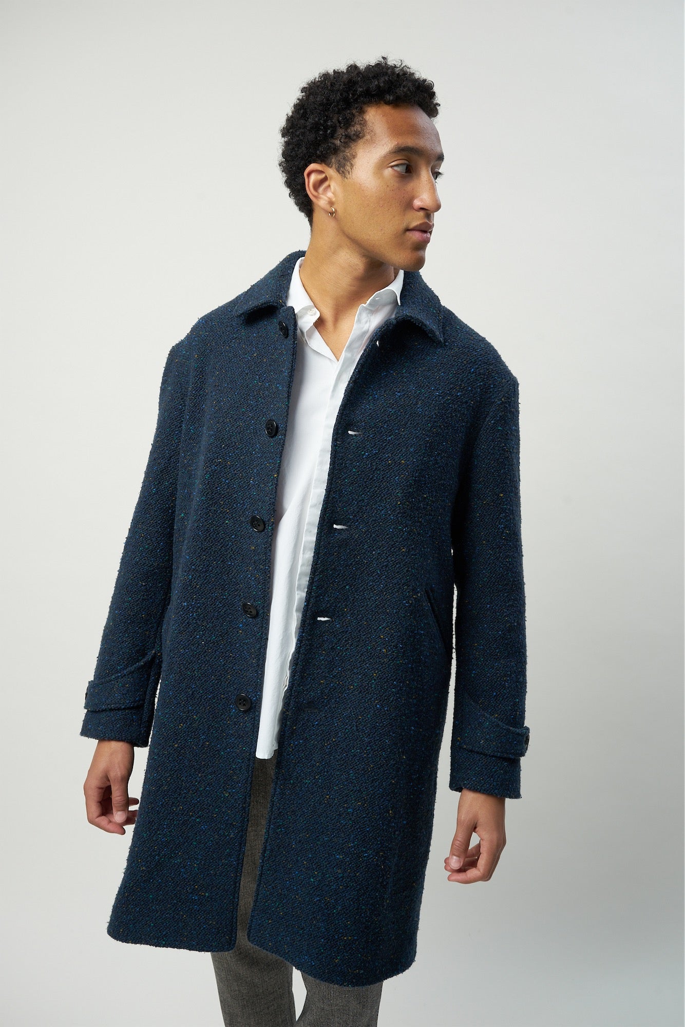 Winter Coat in Navy Italian Virgin Wool with MEIDA Thermo Insulation
