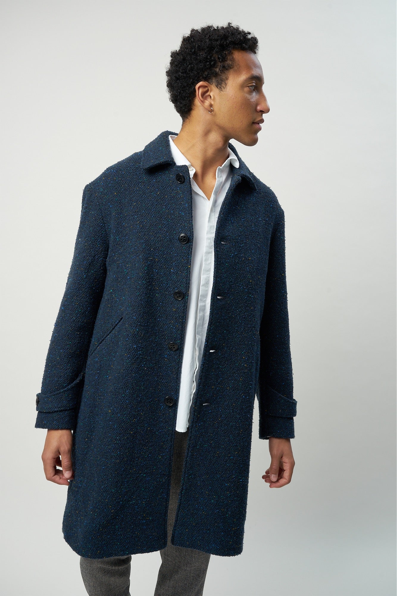Winter Coat in Navy Italian Virgin Wool with MEIDA Thermo