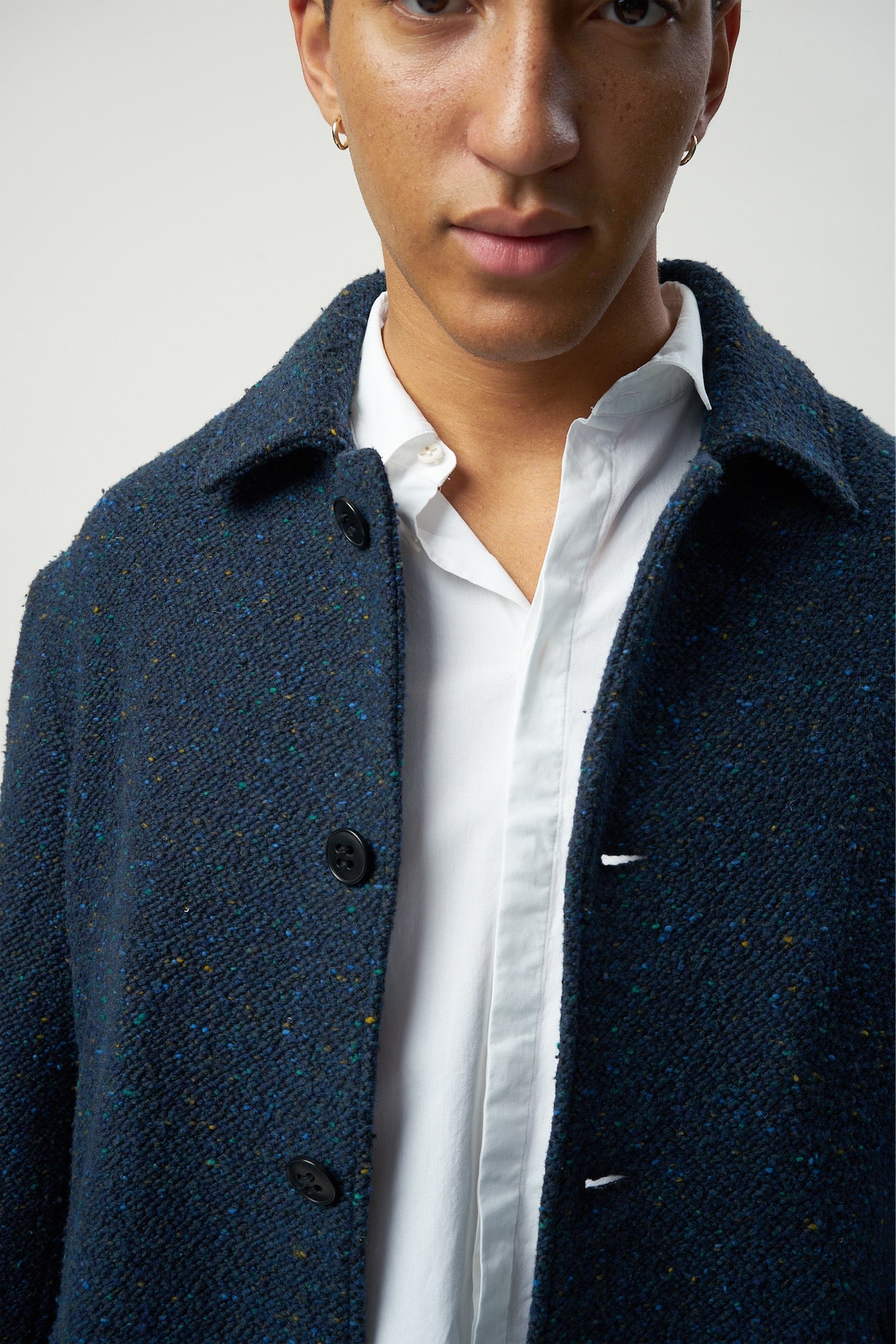 Winter Coat in Navy Italian Virgin Wool with MEIDA Thermo