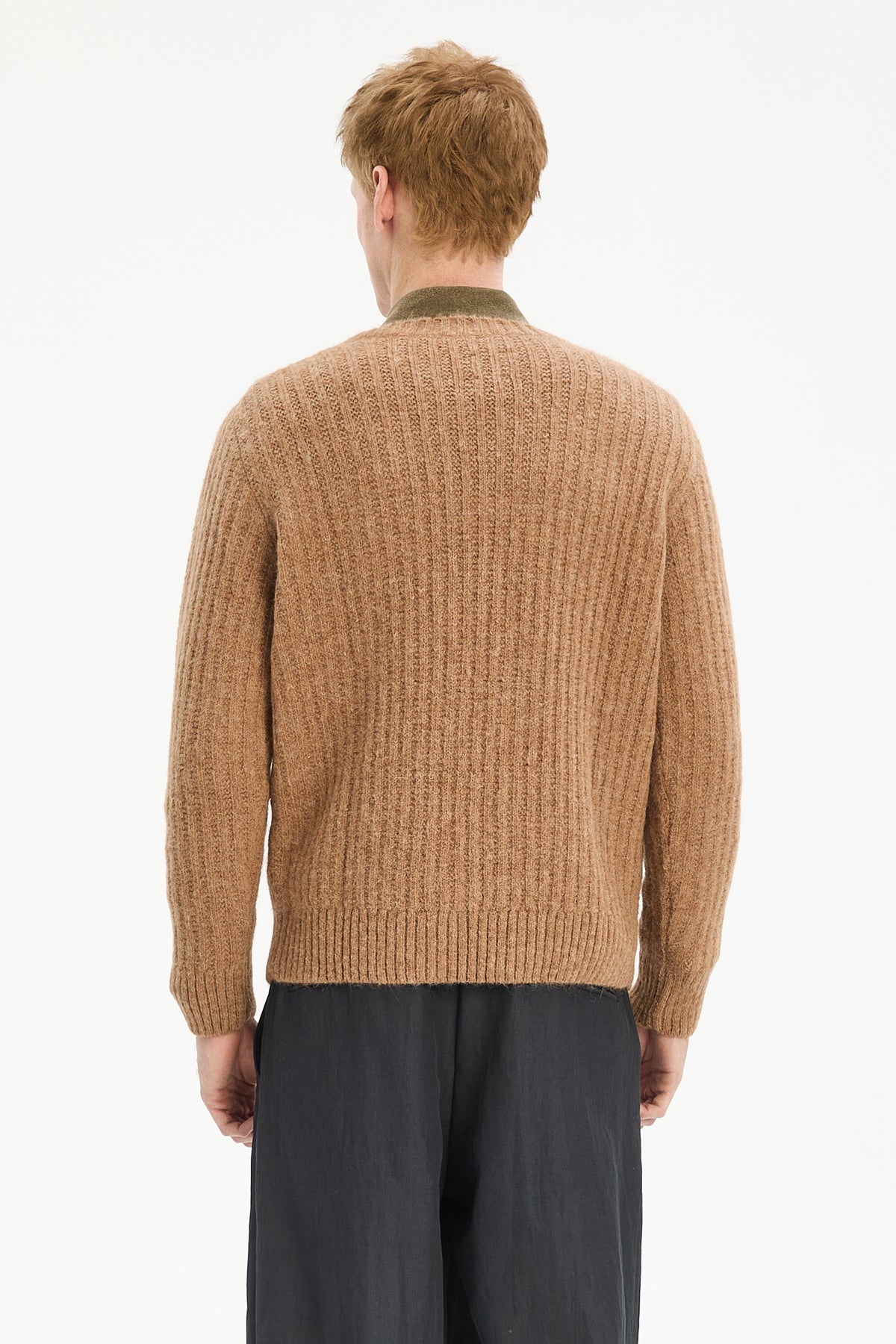 Crewneck Sweater in a Rusty Beige Extra Soft Italian Alpaca & Lambs Wool