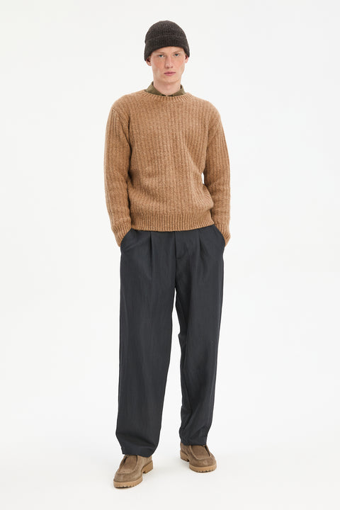 Crewneck Sweater in a Rusty Beige Extra Soft Italian Alpaca & Lambs Wool