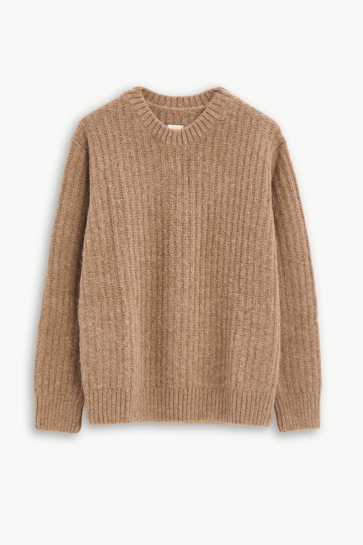 Crewneck Sweater in a Rusty Beige Extra Soft Italian Alpaca & Lambs Wool
