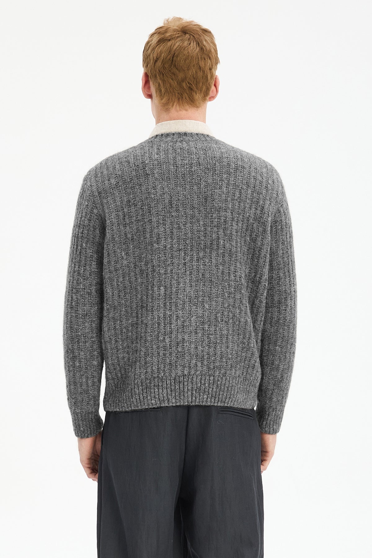 Crewneck Sweater in Baby Alpaca & Lambs Wool - Grey