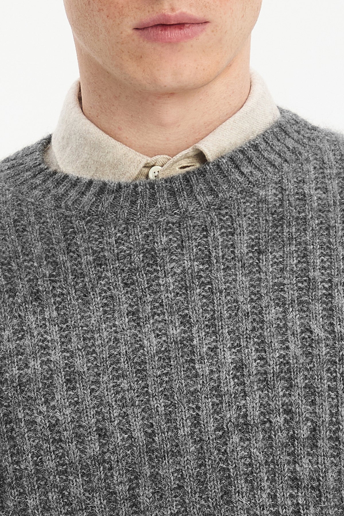 Crewneck Sweater in Baby Alpaca & Lambs Wool - Grey