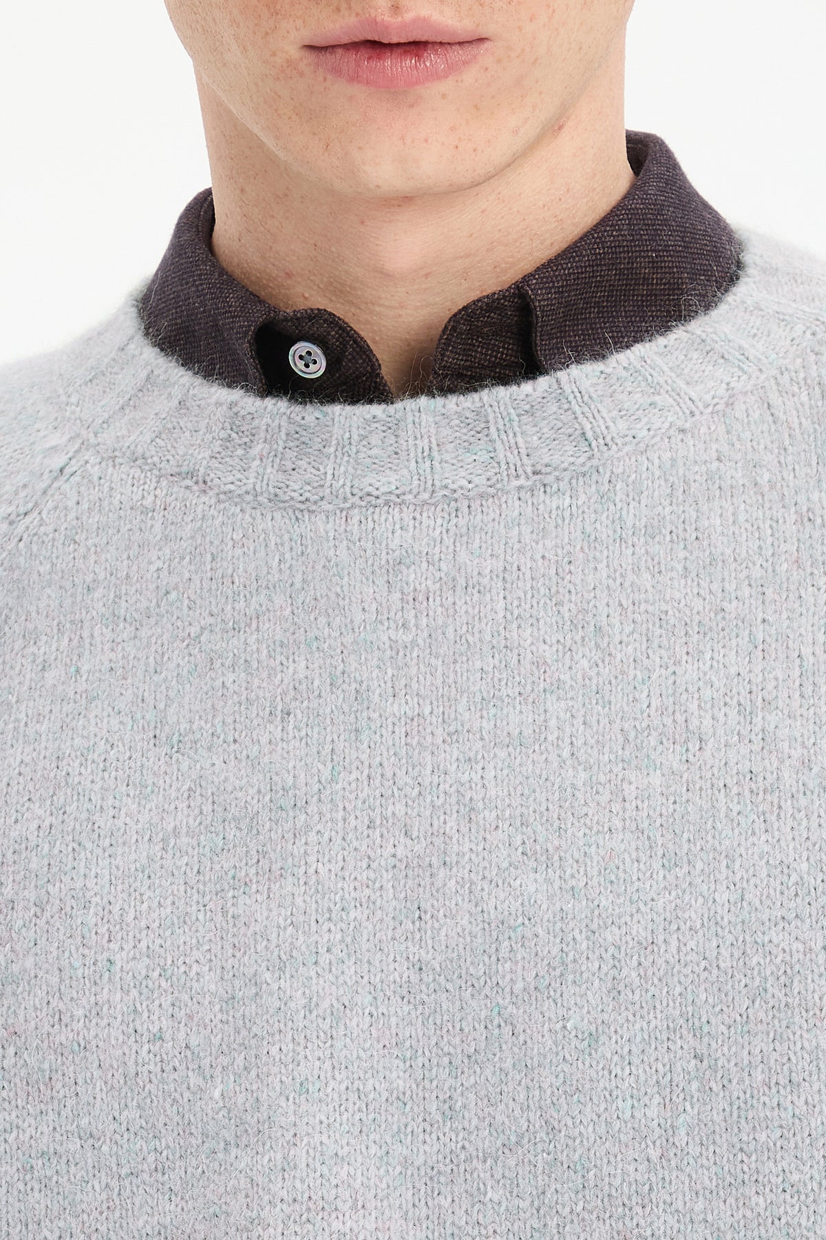 Crewneck Sweater in a Blend of Alpaca Wool and Organic Cotton in Baby Blue