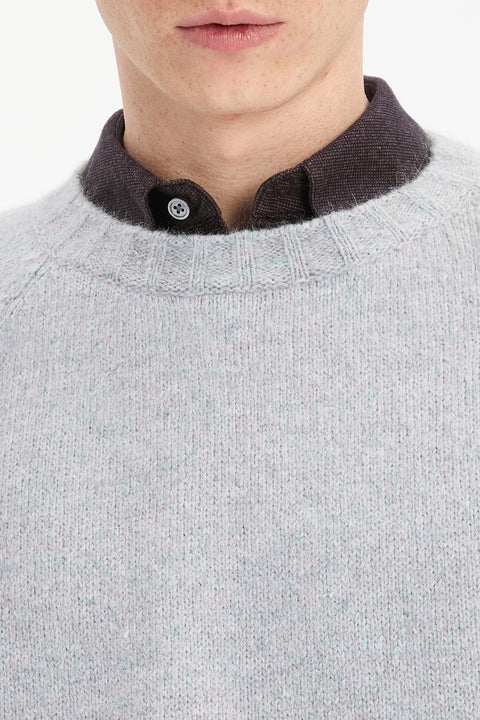 Crewneck Sweater in a Blend of Alpaca Wool and Organic Cotton in Baby Blue