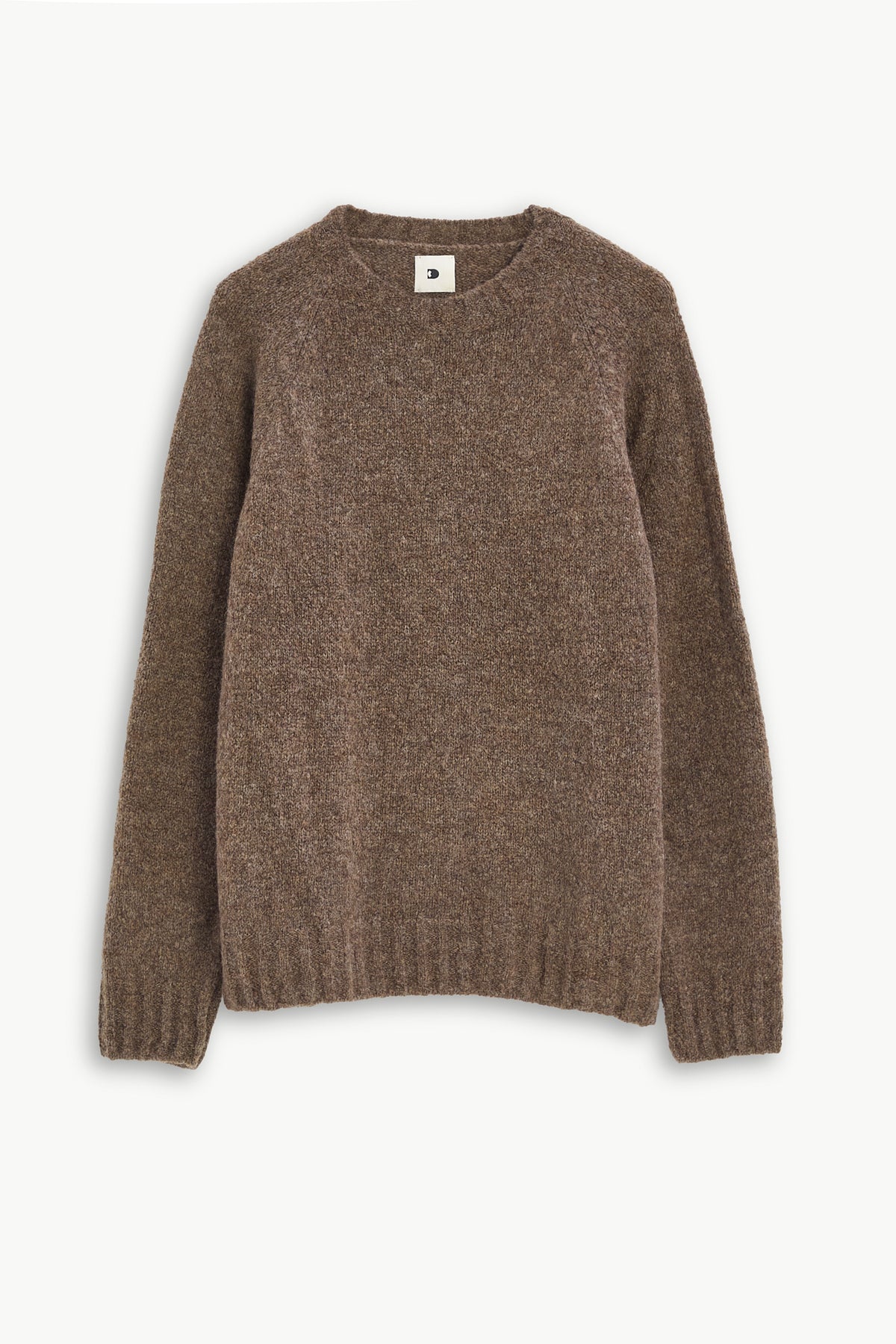 Crewneck Sweater in a Cinnamon Brown Brushed Sustainable Alpaca Wool