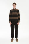 Brushed Sustainable Alpaca Wool Sweater Brown Stripe