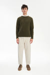 Pre-Order: Brushed Sustainable Alpaca Wool Crewneck Sweater in Moss Green