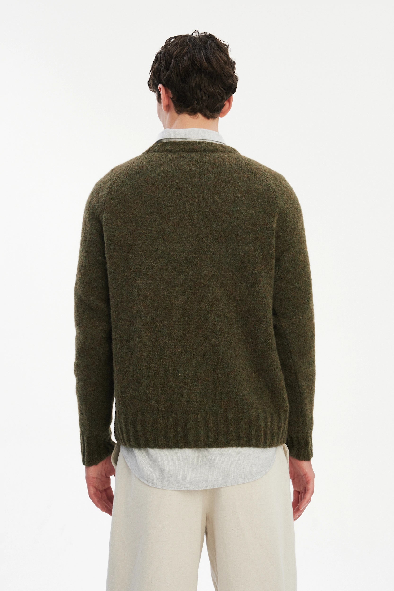 Pre-Order: Brushed Sustainable Alpaca Wool Crewneck Sweater in Moss Green