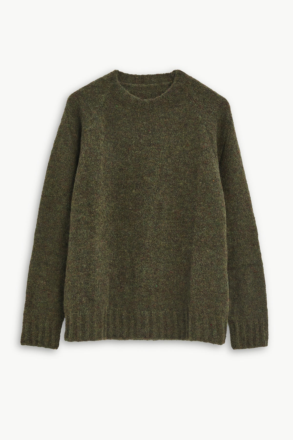 Crewneck Sweater in a Moss Green Brushed Sustainable Alpaca Wool