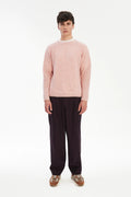 Crewneck Sweater in a Pink Brushed Sustainable Alpaca Wool